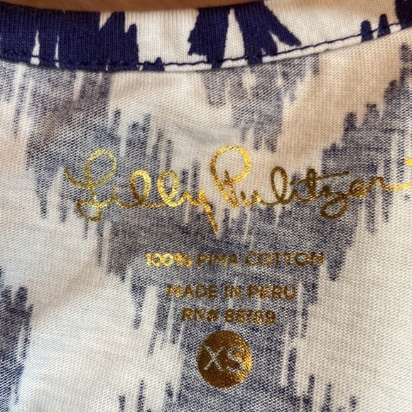 Lilly Pulitzer Bright Navy Little Fish Engineered Beacon T Shirt Dress sz XS - Picture 3 of 12